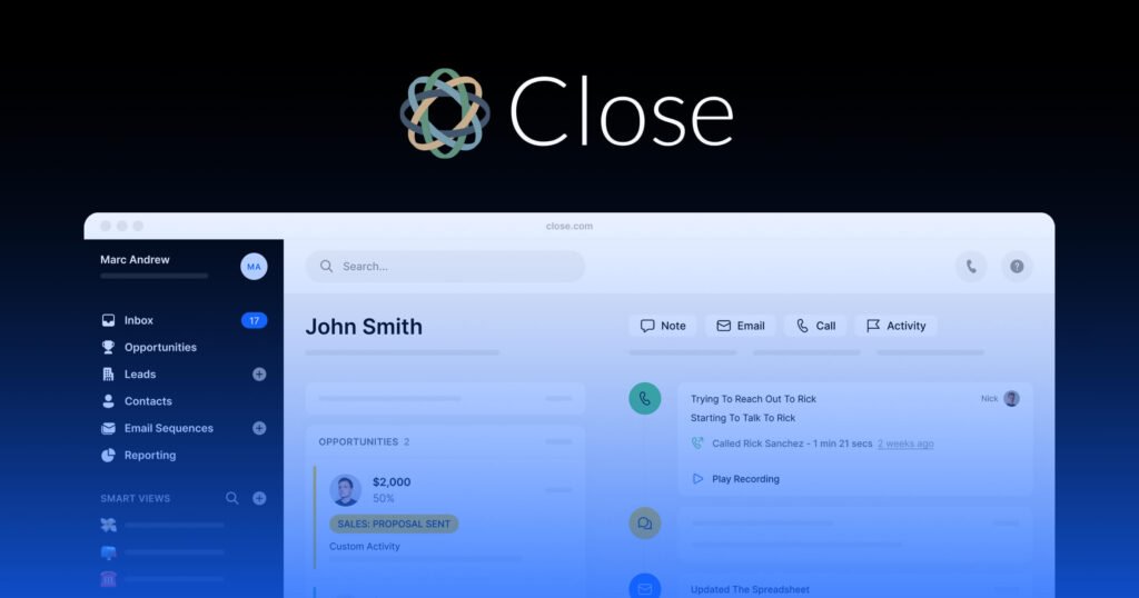 Close CRM power dialer for inside sales teams