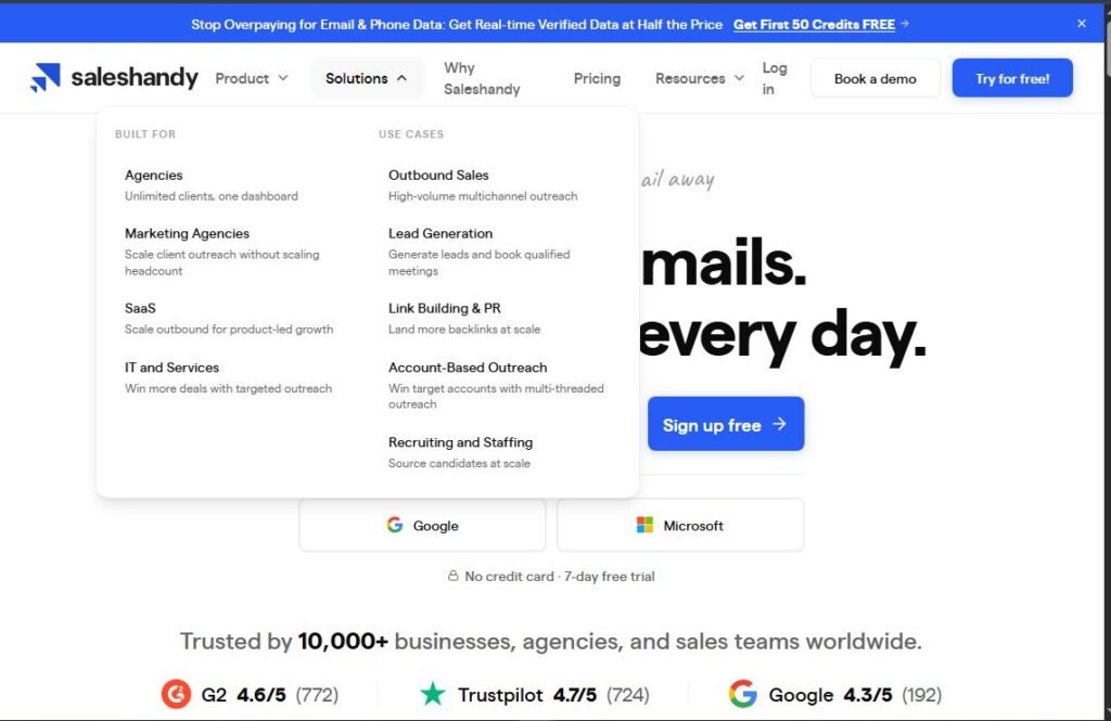 Saleshandy cold email automation platform