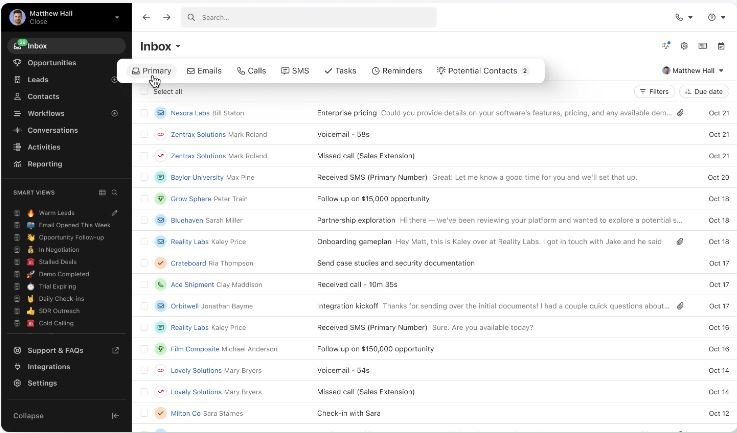 Close CRM call recording and coaching analytics for sales managers