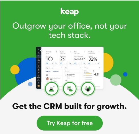 Keap small business ROI and time savings infographic