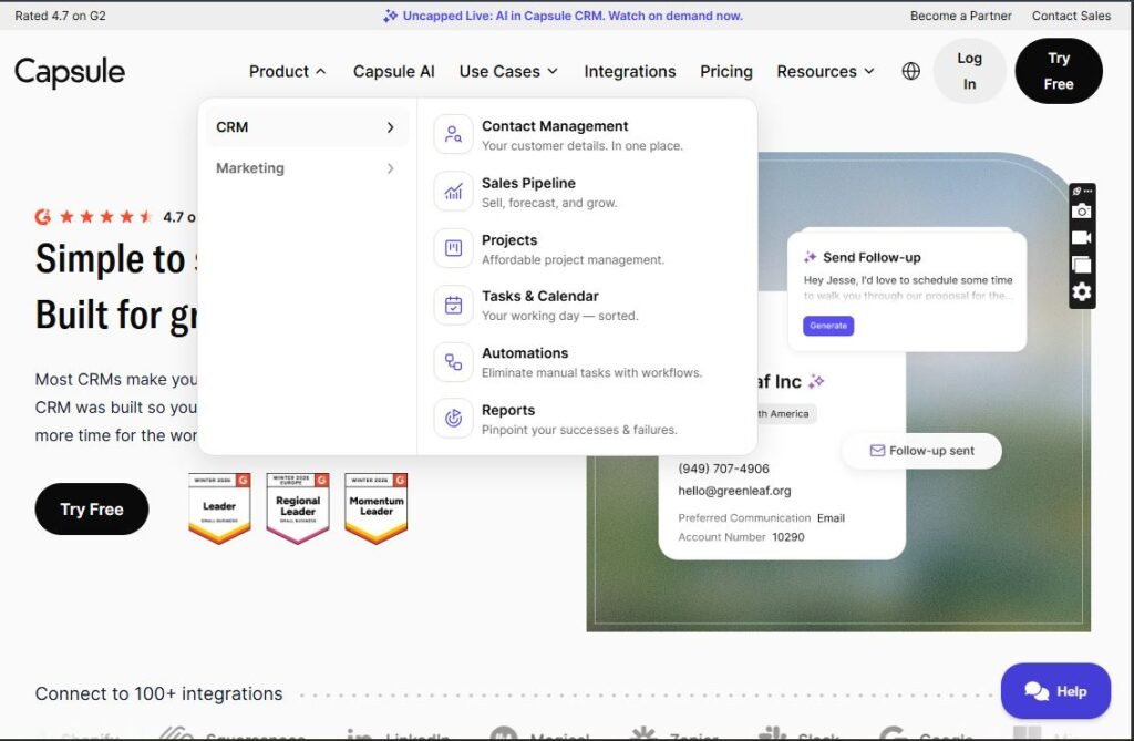 Capsule CRM Review 2026