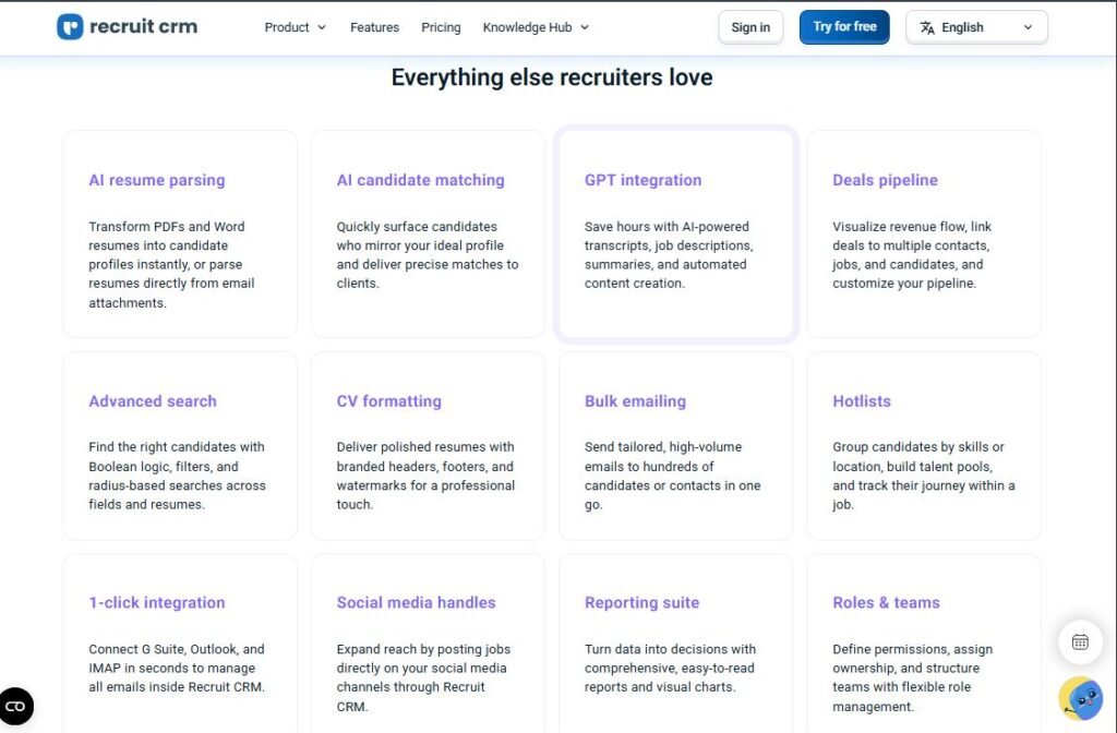 recruit crm everything else recruiters love